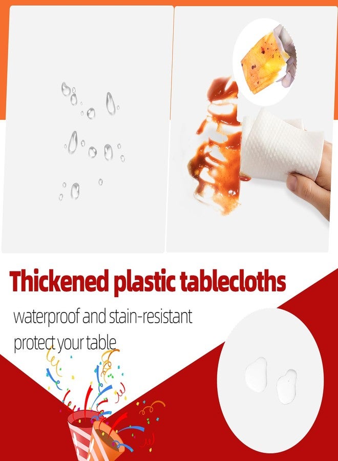 tujol White 6 Pack Plastic Table Cloth 84", Disposable Round Tablecloth Table Cover, Plastic Tablecloths for Parties - Image 3